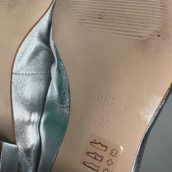 Maeve Anthropologie Silver Crystal Bow Ballet Heels Size 9 - Picture 7 of 9